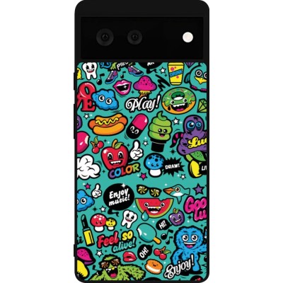 Coque Google Pixel 6 - Silicone rigide noir Cartoons old school