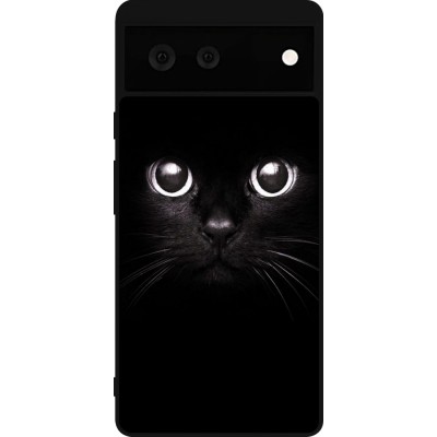 Coque Google Pixel 6 - Silicone rigide noir Cat eyes