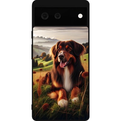 Coque Google Pixel 6 - Silicone rigide noir Chien Campagne Suisse