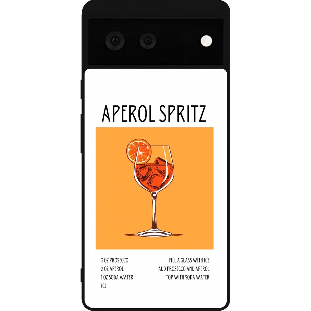 Coque Google Pixel 6 - Silicone rigide noir Cocktail recette Aperol Spritz