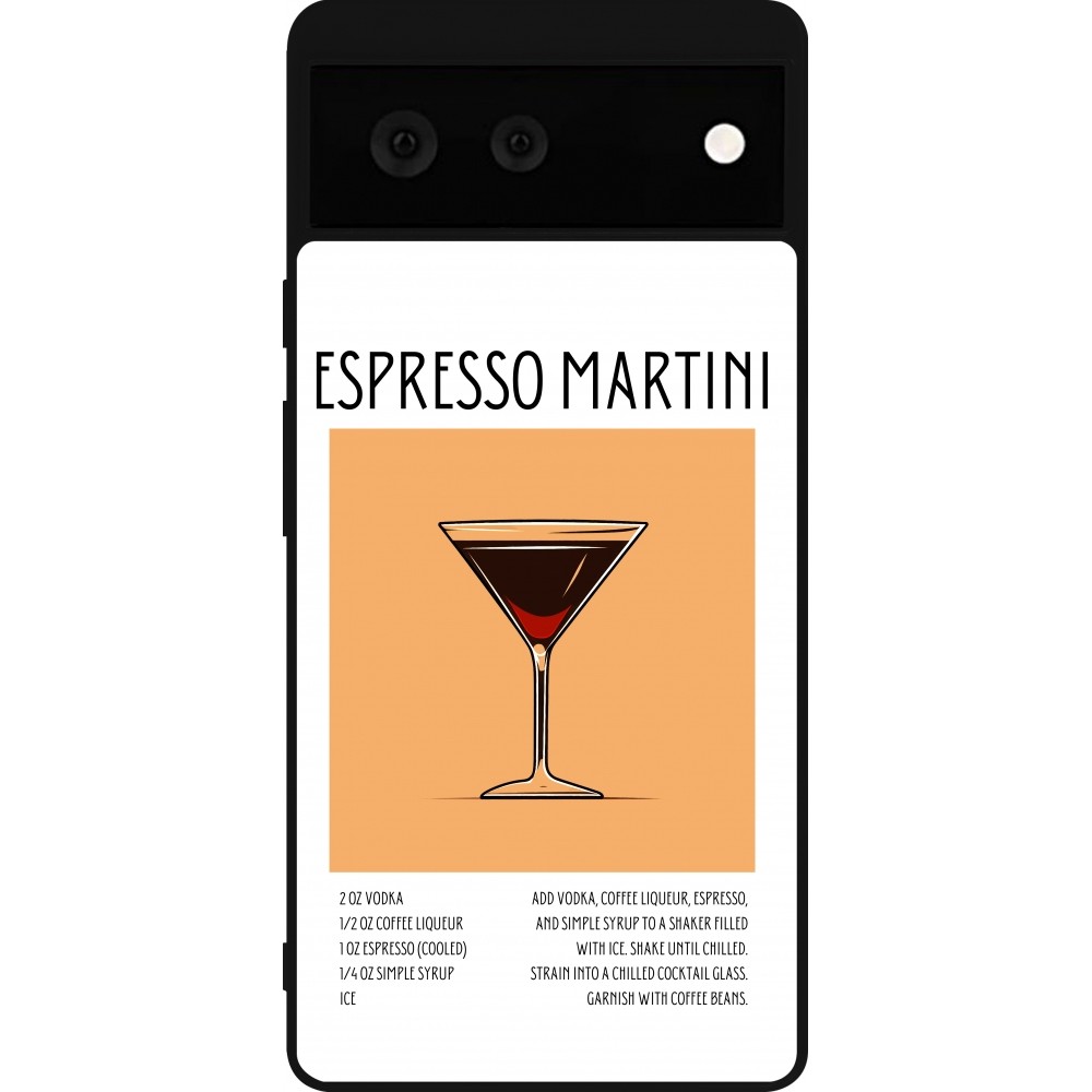 Google Pixel 6 Case Hülle - Silikon schwarz Cocktail Rezept Espresso Martini