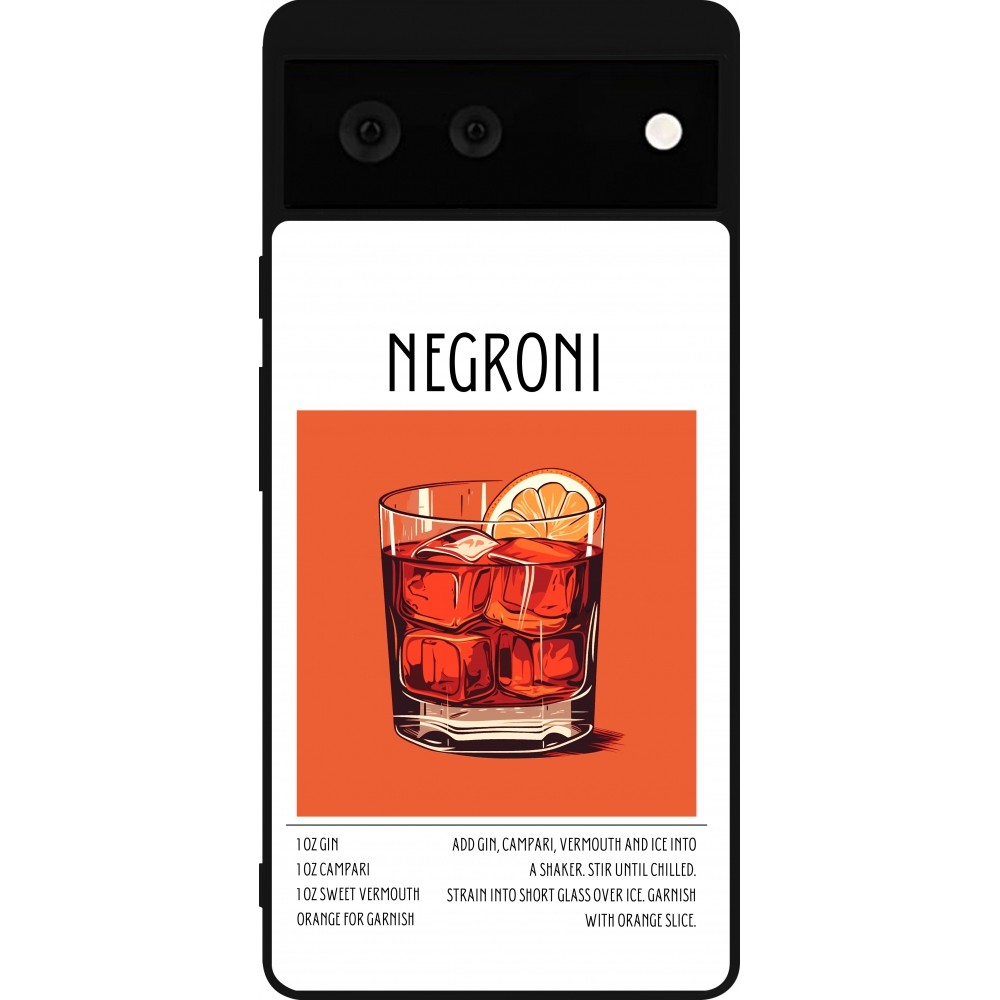 Coque Google Pixel 6 - Silicone rigide noir Cocktail recette Negroni