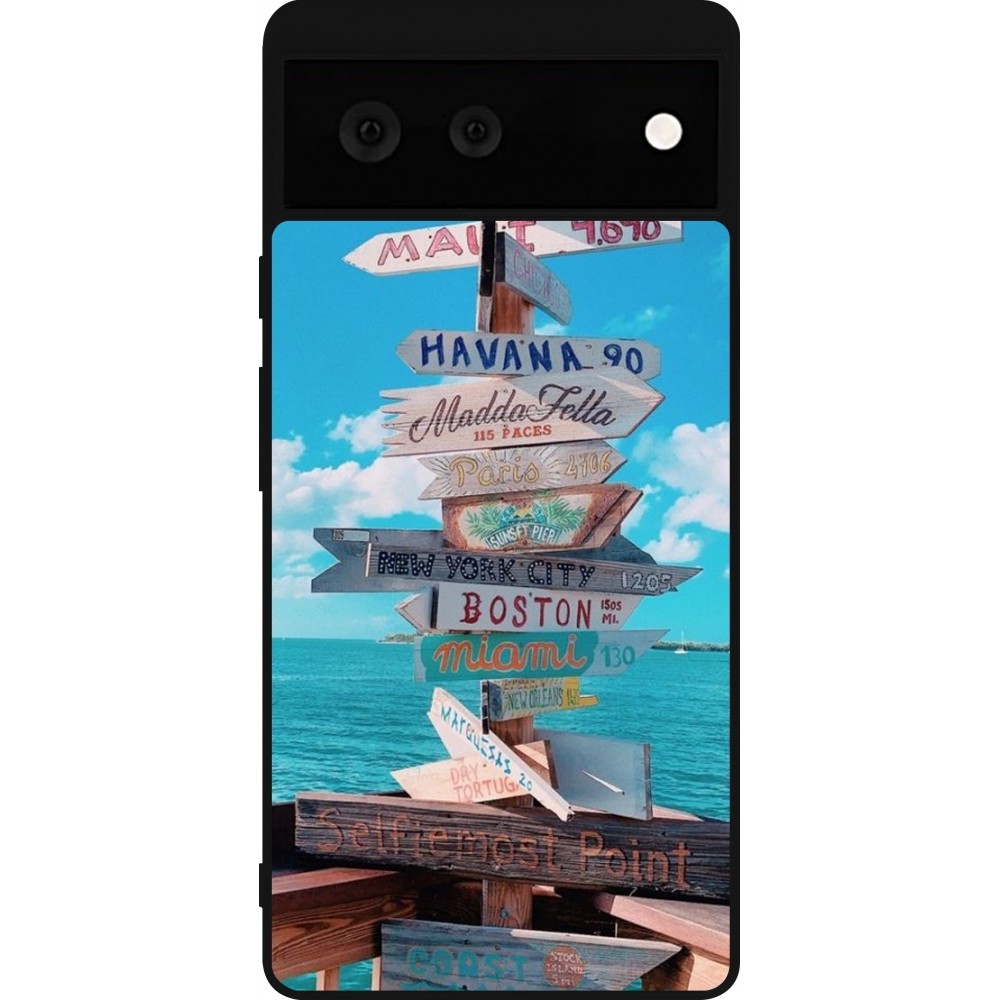 Coque Google Pixel 6 - Silicone rigide noir Cool Cities Directions