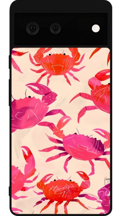 Coque Google Pixel 6 - Silicone rigide noir Crabs Paint