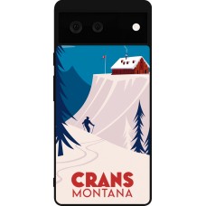 Coque Google Pixel 6 - Silicone rigide noir Crans-Montana Cabane