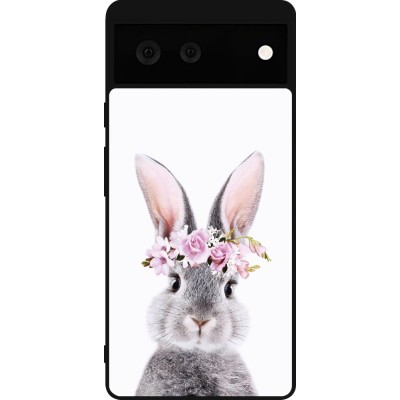 Coque Google Pixel 6 - Silicone rigide noir Easter 2023 flower bunny