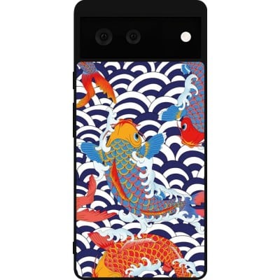 Coque Google Pixel 6 - Silicone rigide noir Easter 2023 japanese fish