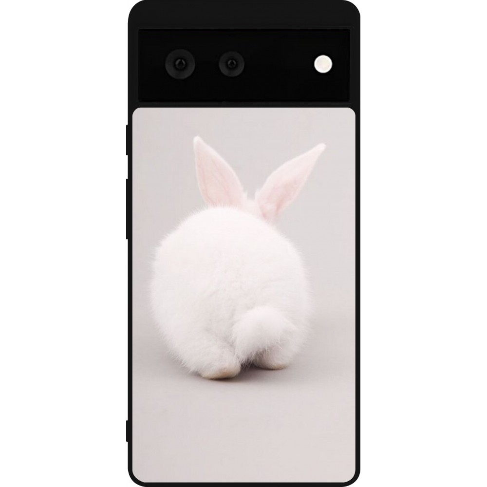 Coque Google Pixel 6 - Silicone rigide noir Easter 2024 bunny butt