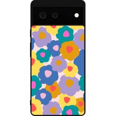 Google Pixel 6 Case Hülle - Silikon schwarz Easter 2024 flower power