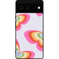 Coque Google Pixel 6 - Silicone rigide noir Easter 2024 rainbow butterflies