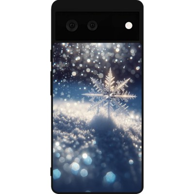 Coque Google Pixel 6 - Silicone rigide noir Flocon Solaire Éclat