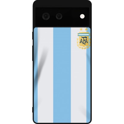 Coque Google Pixel 6 - Silicone rigide noir Maillot de football Argentine 2022 personnalisable