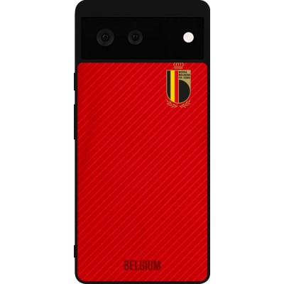 Coque Google Pixel 6 - Silicone rigide noir Maillot de football Belgique 2022 personnalisable