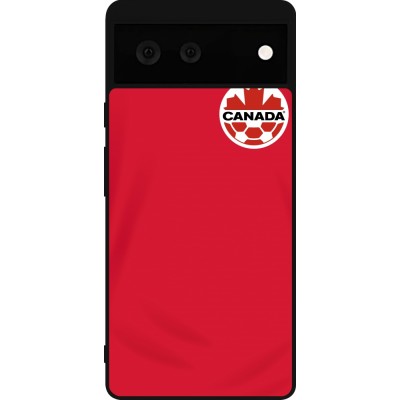 Coque Google Pixel 6 - Silicone rigide noir Maillot de football Canada 2022 personnalisable