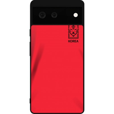 Coque Google Pixel 6 - Silicone rigide noir Maillot de football Corée du Sud 2022 personnalisable