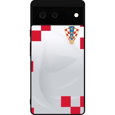 Coque Google Pixel 6 - Silicone rigide noir Maillot de football Croatie 2022 personnalisable