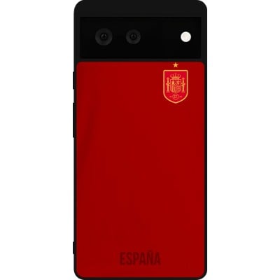 Coque Google Pixel 6 - Silicone rigide noir Maillot de football Espagne 2022 personnalisable