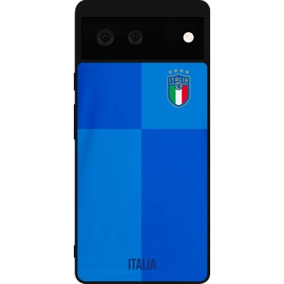 Coque Google Pixel 6 - Silicone rigide noir Maillot de football Italie 2022 personnalisable