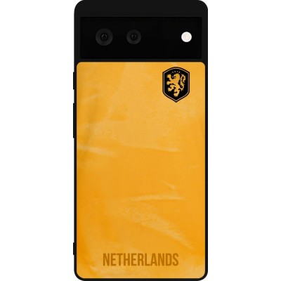 Coque Google Pixel 6 - Silicone rigide noir Maillot de football Pays-Bas 2022 personnalisable