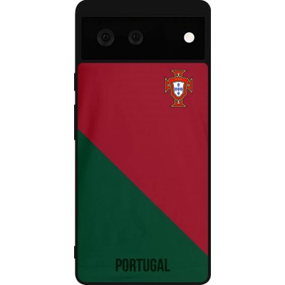 Coque Google Pixel 6 - Silicone rigide noir Maillot de football Portugal 2022