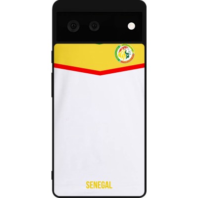 Coque Google Pixel 6 - Silicone rigide noir Maillot de football Senegal 2022 personnalisable