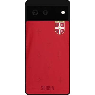 Coque Google Pixel 6 - Silicone rigide noir Maillot de football Serbie 2022 personnalisable