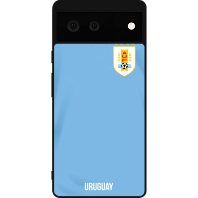 Coque Google Pixel 6 - Silicone rigide noir Maillot de football Uruguay 2022 personnalisable