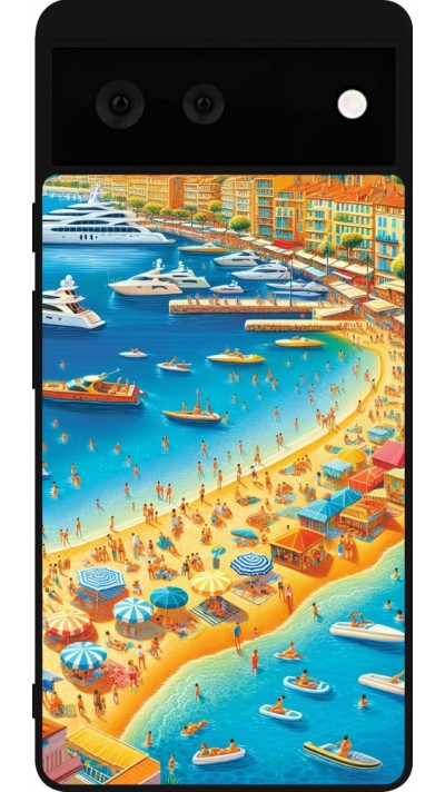 Coque Google Pixel 6 - Silicone rigide noir French Riviera People