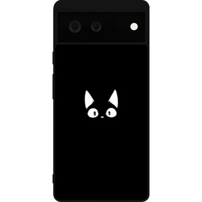 Coque Google Pixel 6 - Silicone rigide noir Funny cat on black