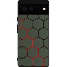 Coque Google Pixel 6 - Silicone rigide noir Geometric Line red