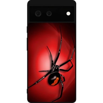 Coque Google Pixel 6 - Silicone rigide noir Halloween 2023 spider black widow