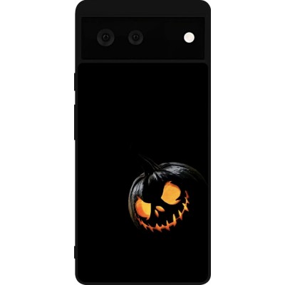 Coque Google Pixel 6 - Silicone rigide noir Halloween 2023 discreet pumpkin