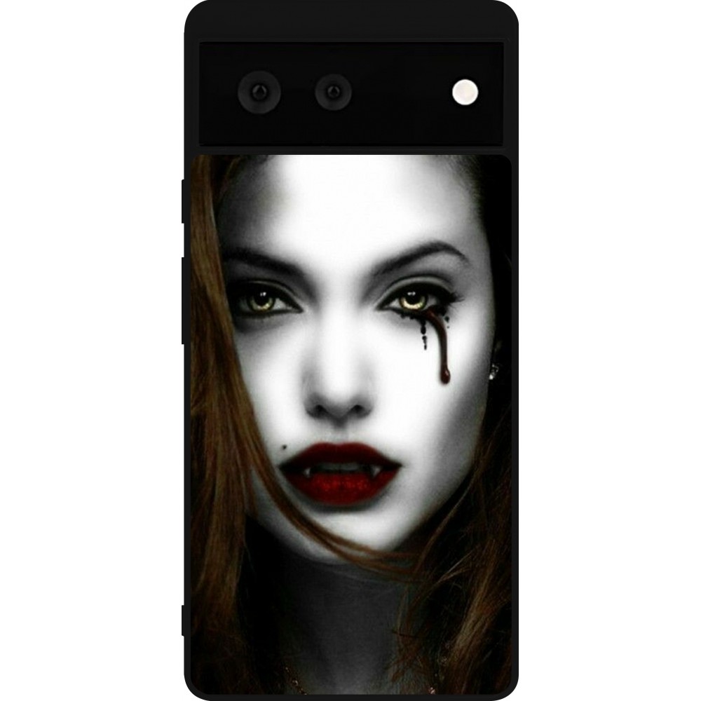 Coque Google Pixel 6 - Silicone rigide noir Halloween 2023 gothic vampire