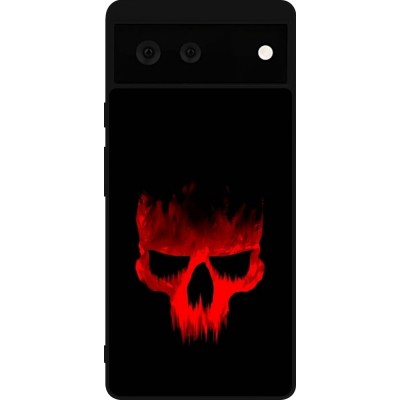 Coque Google Pixel 6 - Silicone rigide noir Halloween 2023 scary skull