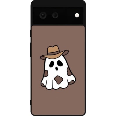 Coque Google Pixel 6 - Silicone rigide noir Halloween 2024 cowboy ghost