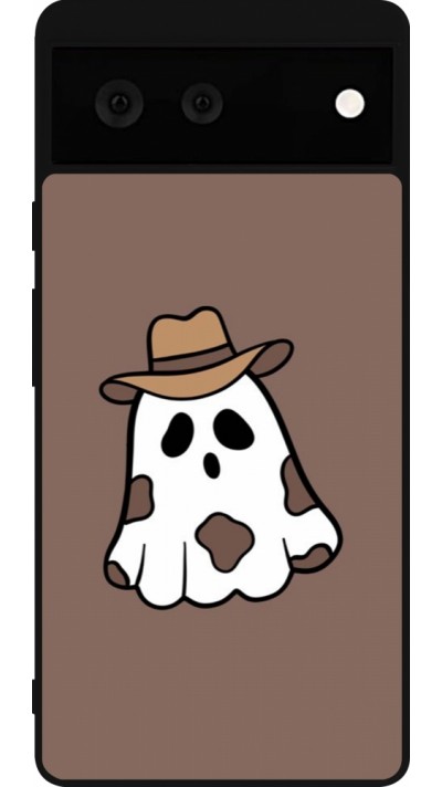 Coque Google Pixel 6 - Silicone rigide noir Halloween 2024 cowboy ghost