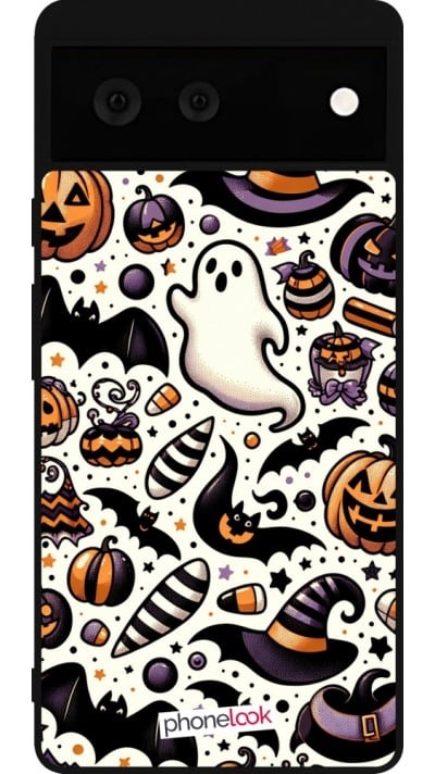 Coque Google Pixel 6 - Silicone rigide noir Halloween 2024 Cute Pattern