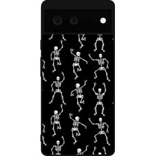 Google Pixel 6 Case Hülle - Silikon schwarz Halloween 2024 dancing skeleton