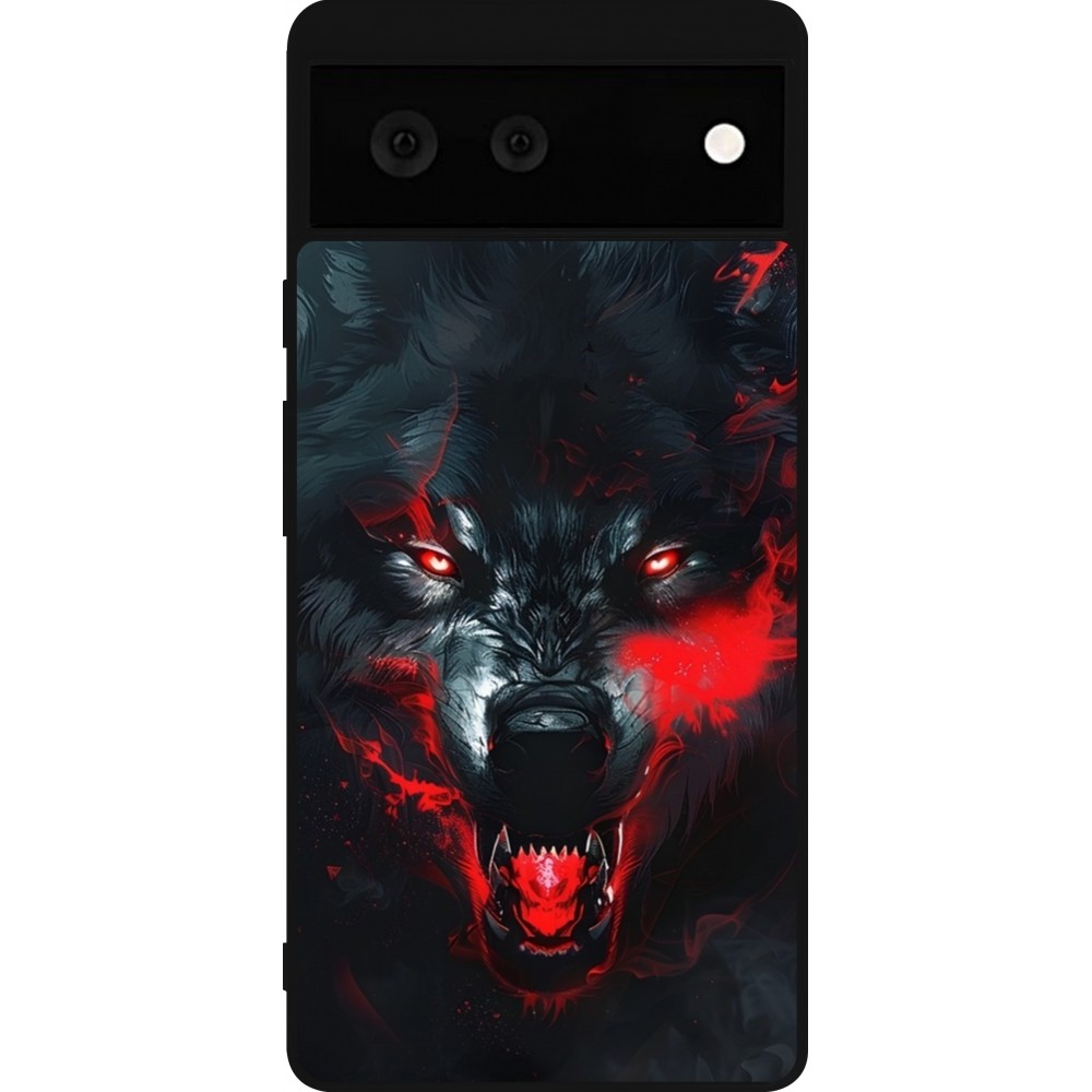 Coque Google Pixel 6 - Silicone rigide noir Halloween 2024 mad werewolf