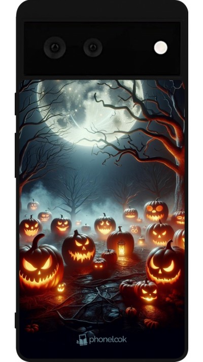 Coque Google Pixel 6 - Silicone rigide noir Halloween 2024 Many Pumpkins