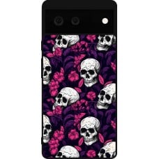 Coque Google Pixel 6 - Silicone rigide noir Halloween 2024 romantic skulls