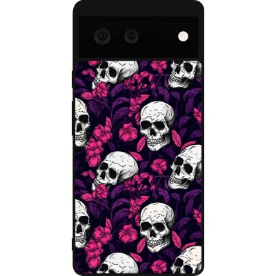 Coque Google Pixel 6 - Silicone rigide noir Halloween 2024 romantic skulls