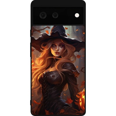 Coque Google Pixel 6 - Silicone rigide noir Halloween 2024 sexy witch