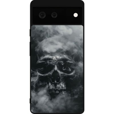 Coque Google Pixel 6 - Silicone rigide noir Halloween 2024 smoky skull