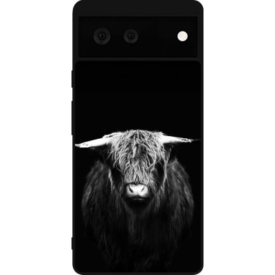 Coque Google Pixel 6 - Silicone rigide noir Highland calf black