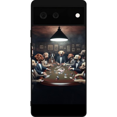 Coque Google Pixel 6 - Silicone rigide noir Les pokerdogs