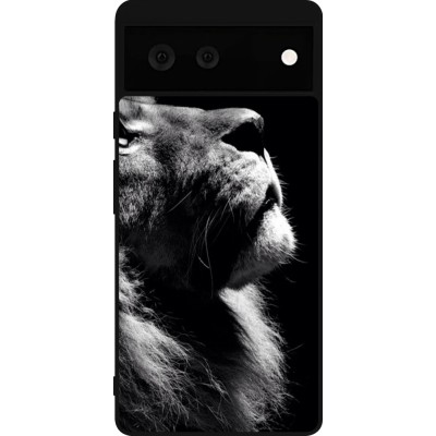 Coque Google Pixel 6 - Silicone rigide noir Lion looking up