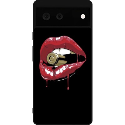 Coque Google Pixel 6 - Silicone rigide noir Lips bullet