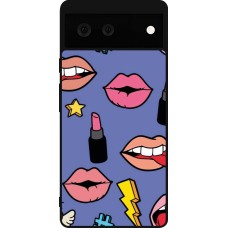 Coque Google Pixel 6 - Silicone rigide noir Lips and lipgloss