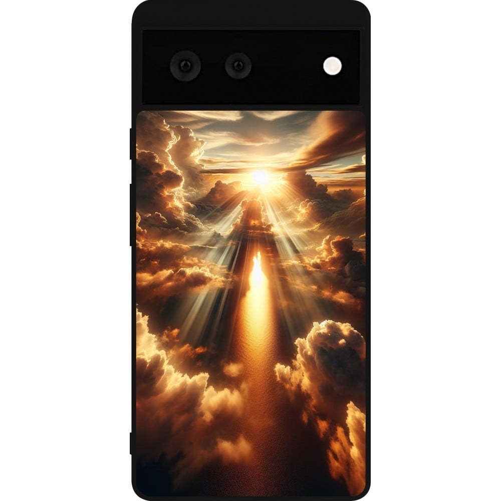 Coque Google Pixel 6 - Silicone rigide noir Lueur Céleste Zenith